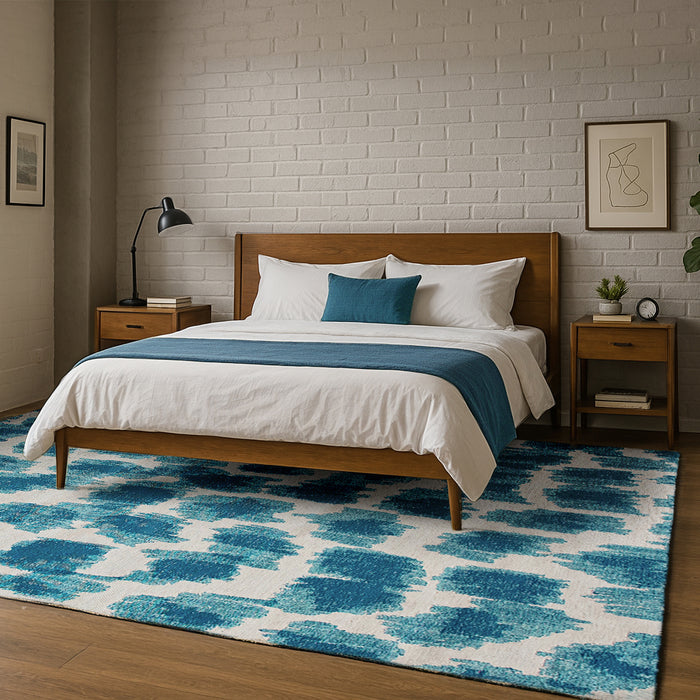 Lola & Moi Ikat Vloerkleed 140 x 200 cm - Summer Blue