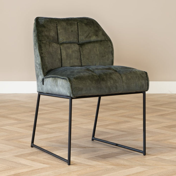 Bronx71 Velvet eetkamerstoel Janna groen