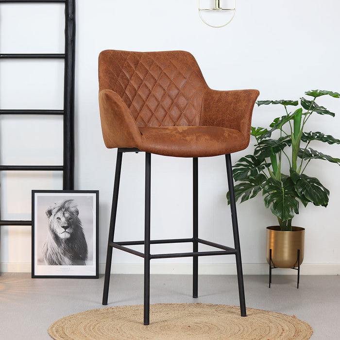 Bronx71 Industriële barstoel Club cognac eco leer 78 cm - Barkrukken