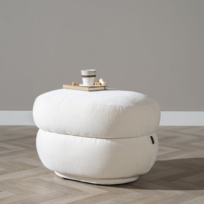 Bronx71 Hocker Mia ovaal chenille off white