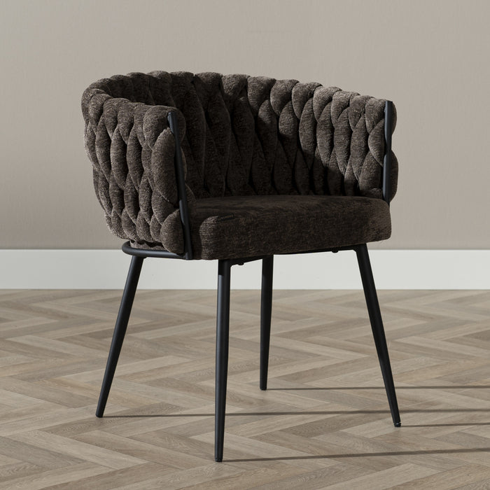 Bronx71 Eetkamerstoel River chenille bruin