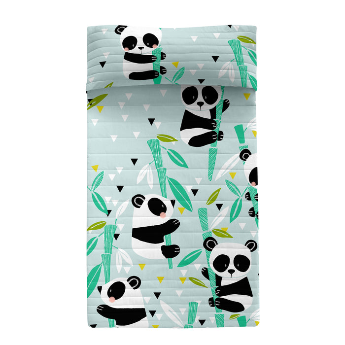 Panda garden blauw Sprei Moshi Moshi, Blauw, 100% Katoen (buitenkant) 100% Polyester (vulling), de kwaliteit van 150 TC