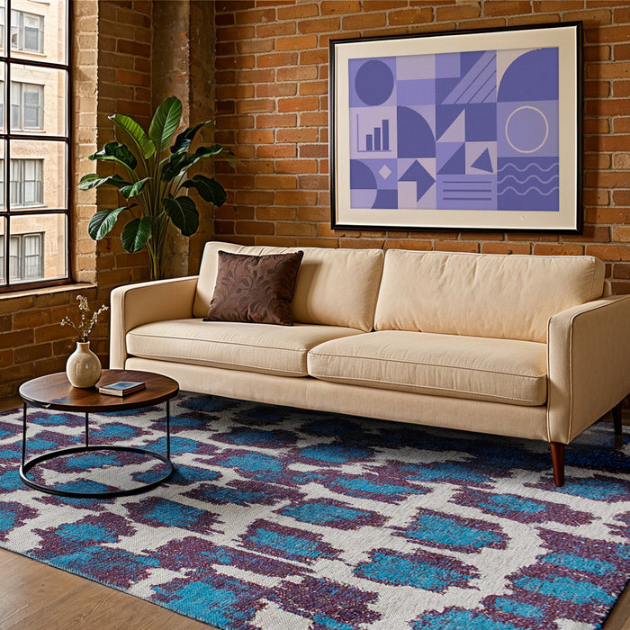 Lola & Moi Ikat Vloerkleed 140 x 200 cm - Blue Duck