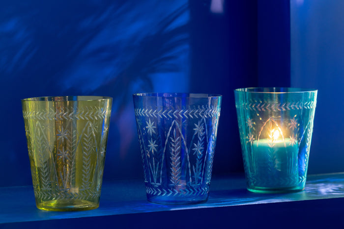 J-Line theelichthouder Tarifa - glas - mix - 3 stuks