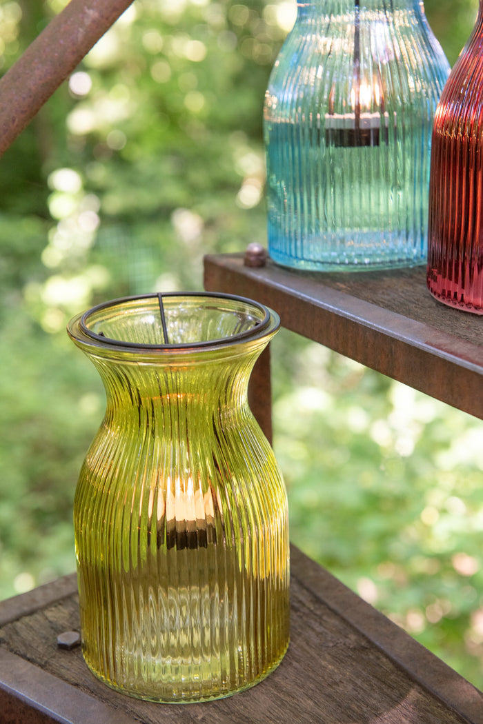 J-Line plateau Theelichthouder Popa - glas - mix - 6 stuks