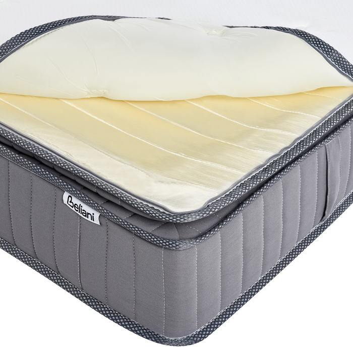 Beliani-PLEASANT-Pocketveringmatras medium-Wit-160x200 cm-Traagschuim