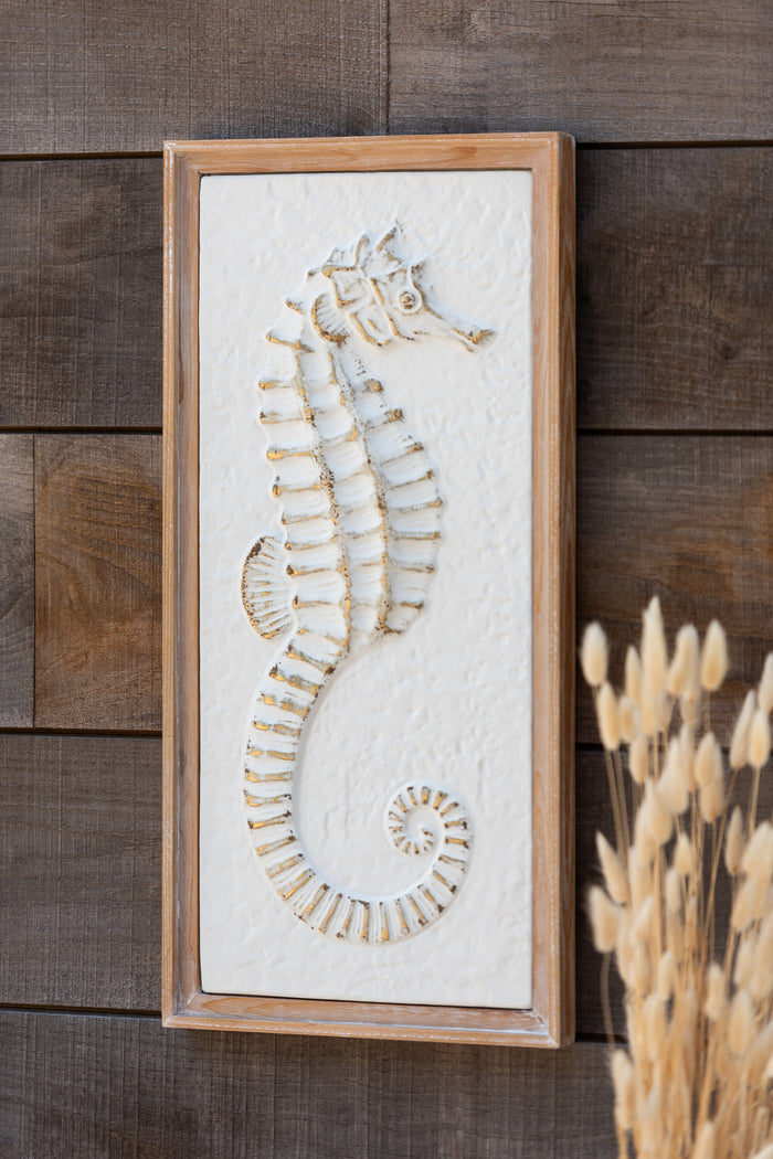 J-Line Wanddecoratie Zeepaardje|Kreeft Ijzer|Sparhout Wit|Naturel