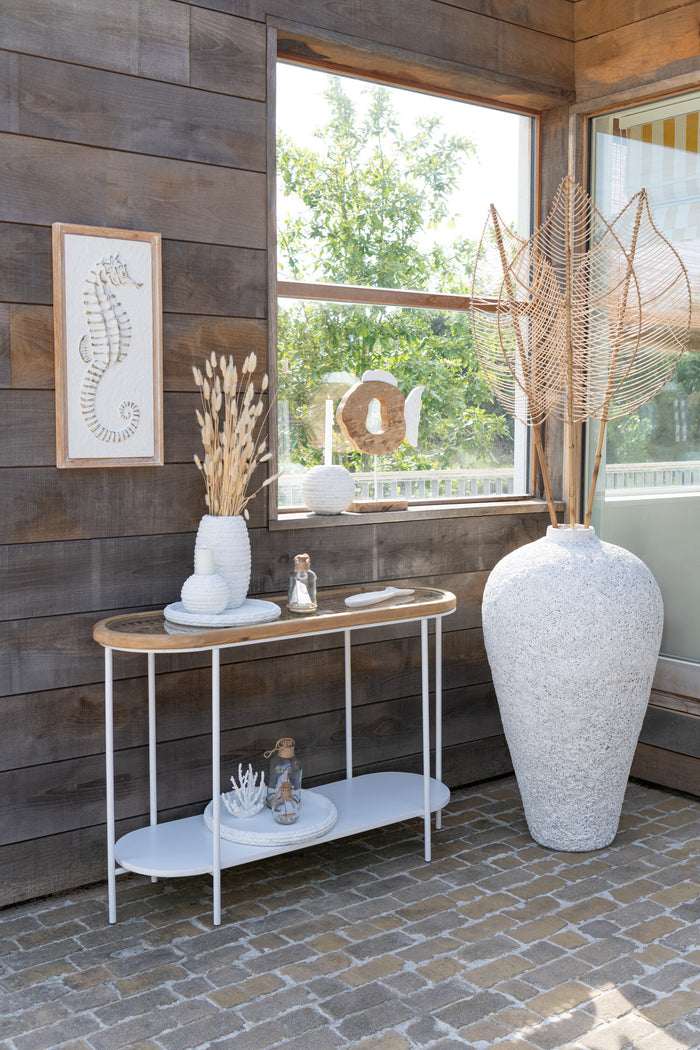 J-Line Wanddecoratie Zeepaardje|Kreeft Ijzer|Sparhout Wit|Naturel