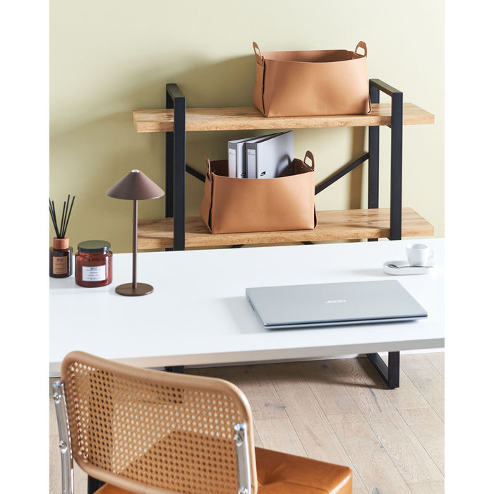 Beliani - NUZI - Opbergmanden set van 2 - Goudbruin - Kunstleer