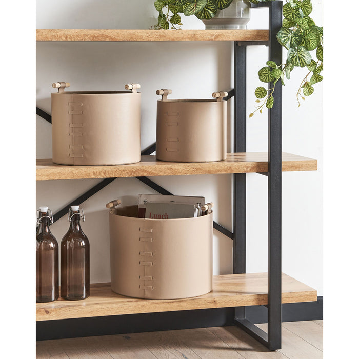 Beliani - ARAM - Opbergmanden set van 3 - Beige - Kunstleer