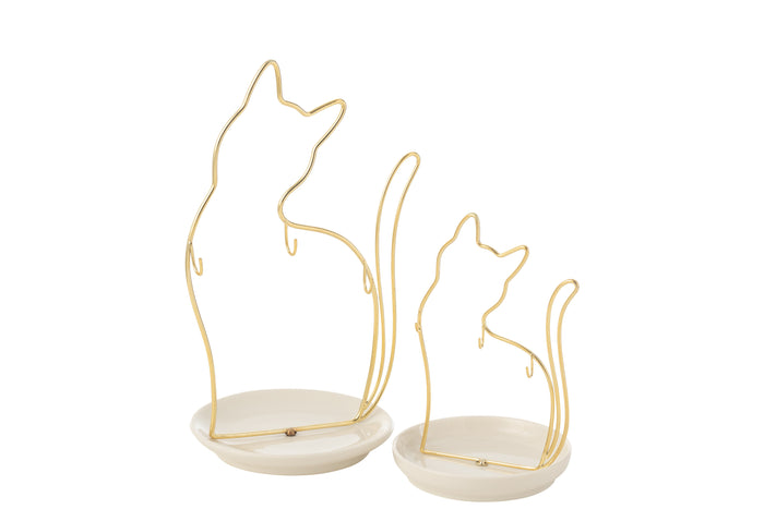 J-Line kom Kat - porselein|metaal - large