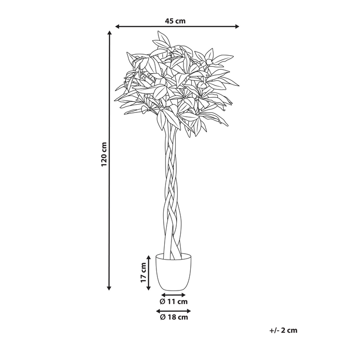 Beliani - PACHIRA TREE - Kunstplant - Groen - 120 cm - Kunststof