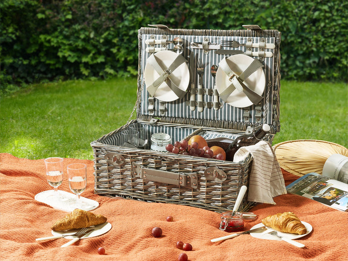 Beliani - FIGUE - Picknickmand voor 4 - Grijs - Wilgenhout