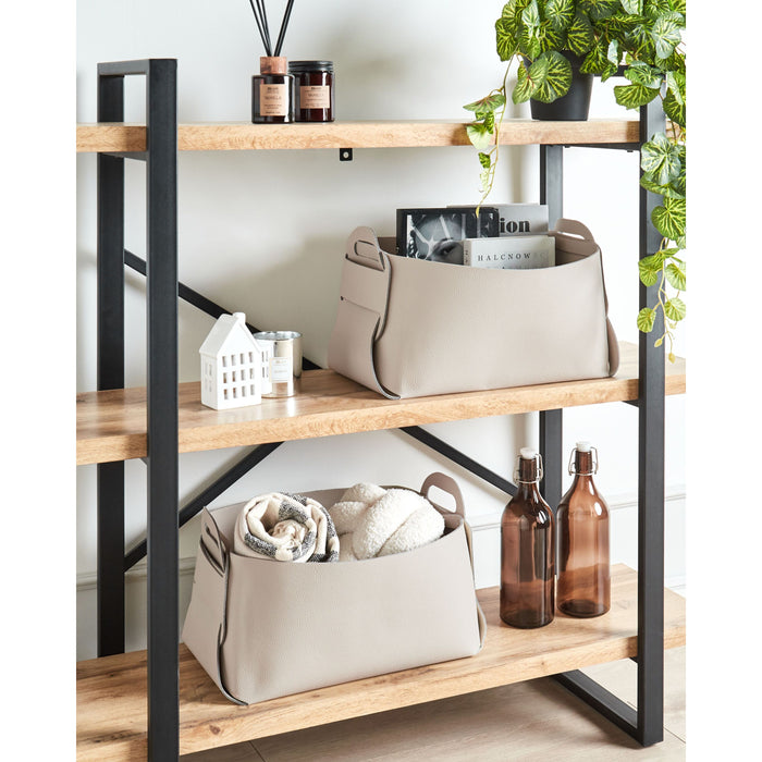 Beliani - NUZI - Opbergmanden set van 2 - Beige - Kunstleer