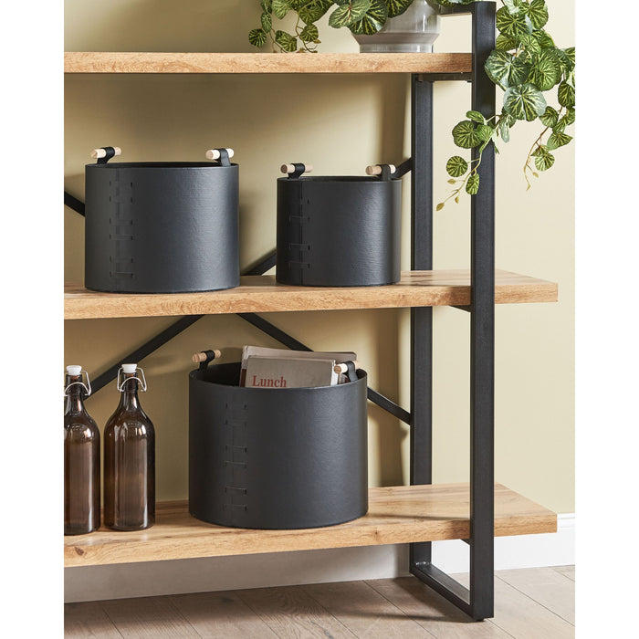 Beliani - ARAM - Opbergmanden set van 3 - Zwart - Kunstleer