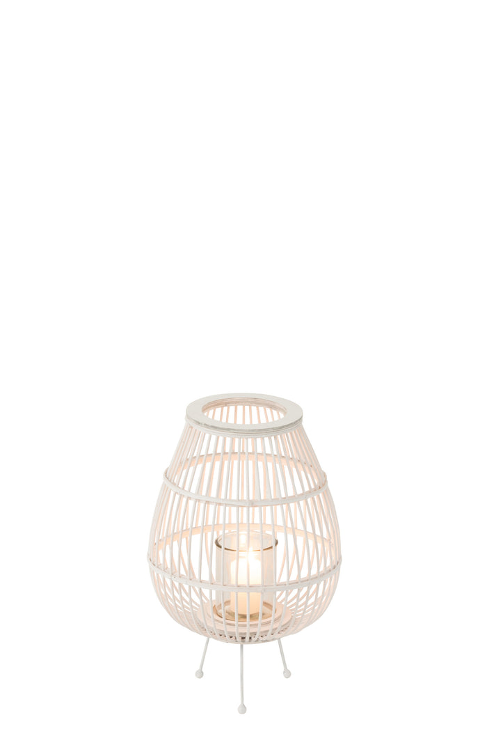 J-line - Lantaarn Daya Hout Mat Wit Small - 31x31x47.5cm