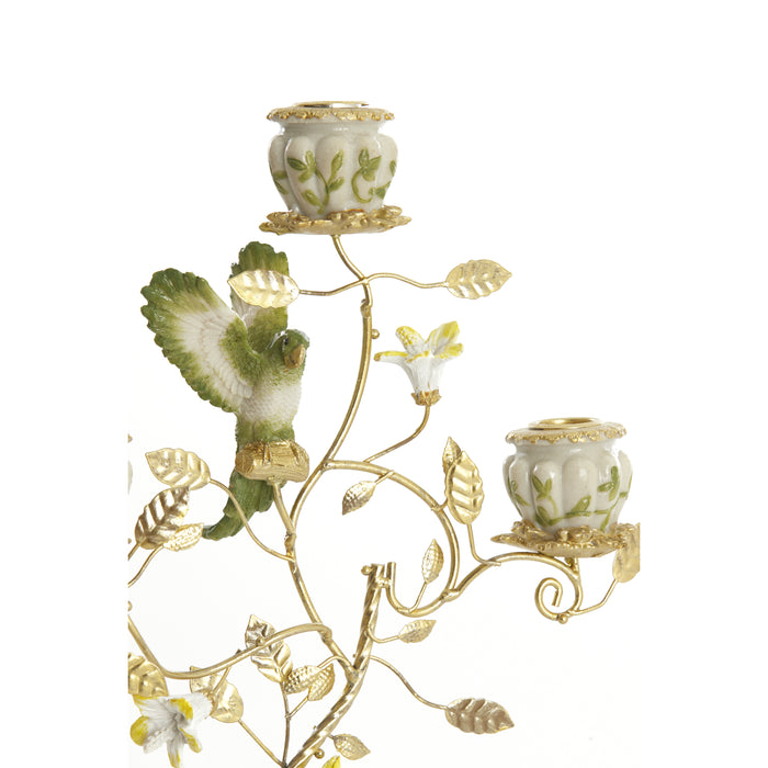 Light&living Kandelaar 3L 26x13x37 cm PARROT crème-groen-geel+licht...