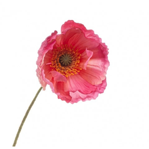 Fleurdirect Kunstbloem Poppy - Roze - Polyester - 0x75x0cm (BxHxD)
