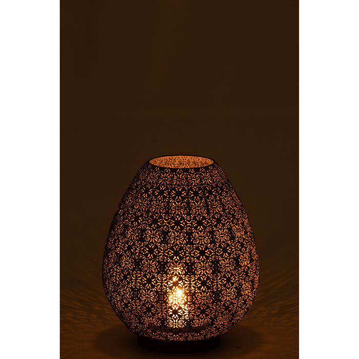 J-line - Theelichthouder Oosters Metaal Grijs Large - 36.5x37x43cm