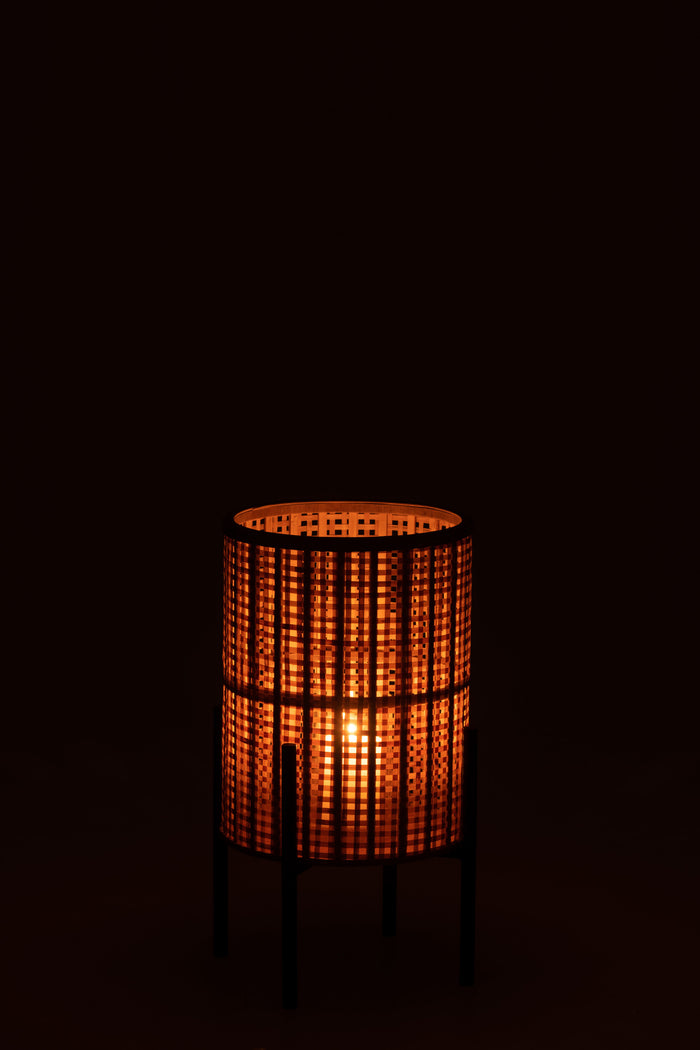 J-line - Lantaarn Op Voet Bamboo Naturel Small - 31.5x31.5x50.5cm