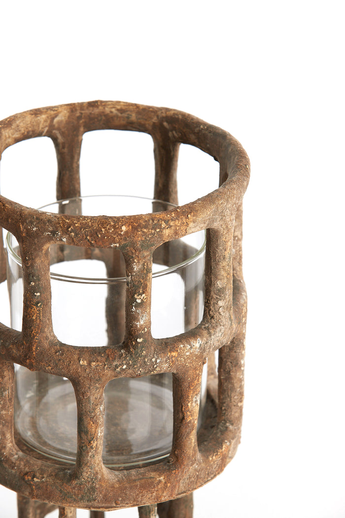 Light & Living - Windlicht ALIMOS - Ø15.5x28.5cm - Bruin