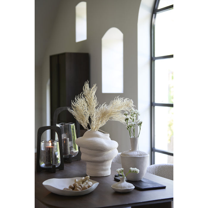 Light&living Windlicht Ø21,5x35 cm ANOSY glas helder+hout mat d bruin