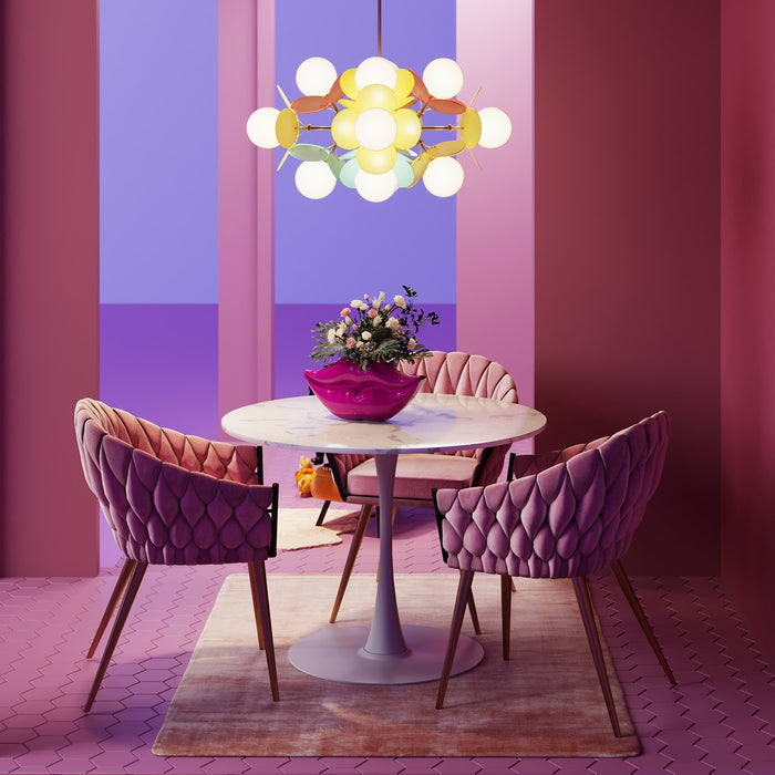 Kare Design Knot Stoel met armleuningen fluweel roze