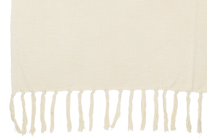 J-line - Plaid Franjes Katoen Ecru - 180x130x0.5cm