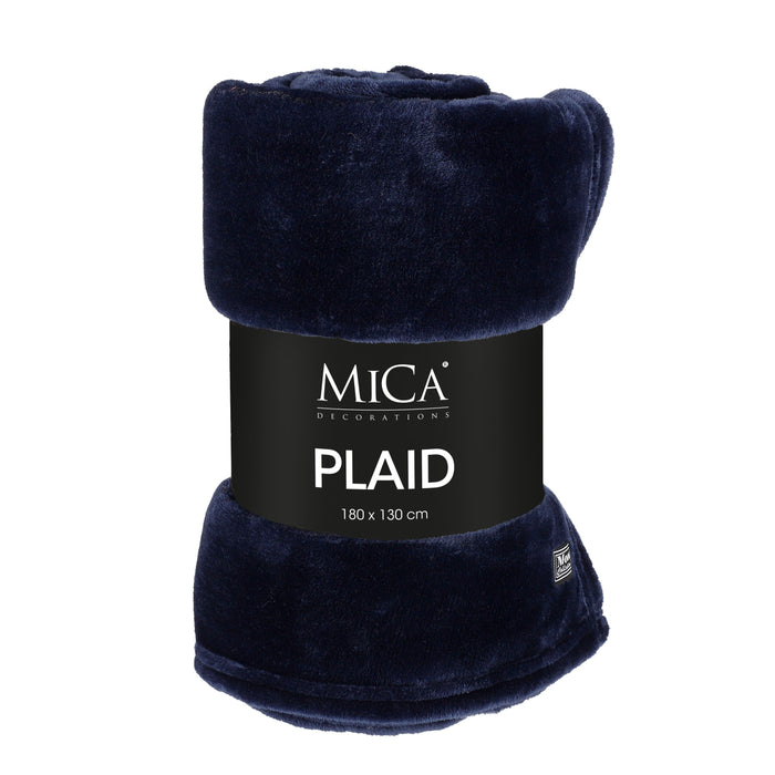 Mica Decorations Famke Fleece Plaid - 180 x 130 cm - Donkerblauw