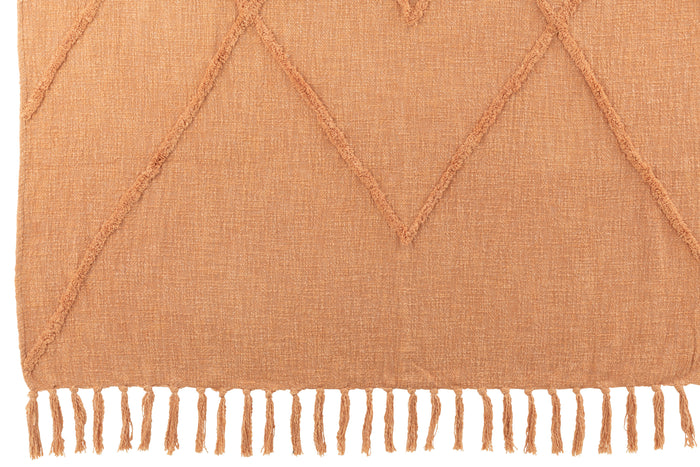 J-line - Plaid Kwastjes Katoen Koraal - 190x56x1cm