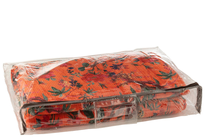 J-Line deken Vogels|Bloemen - katoen|fluweel - oranje