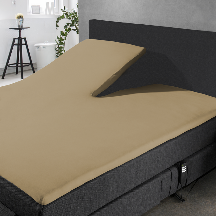 Eleganzzz Splittopper Hoeslaken Jersey Katoen Stretch - zand