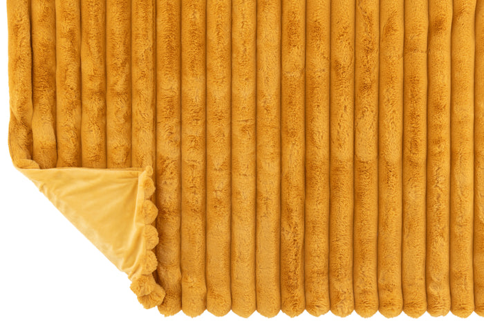 J-line - Plaid Large Corduroy Polyester Oker - 180x130x2cm