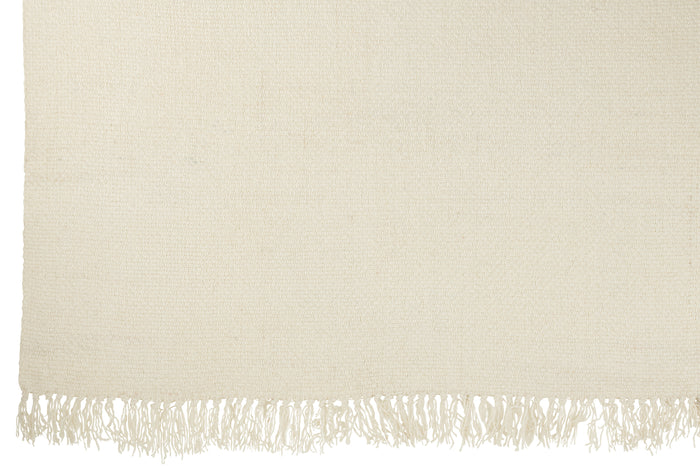 J-line - Plaid Gewoven+franjes Viscose Wit - 180x130x1cm