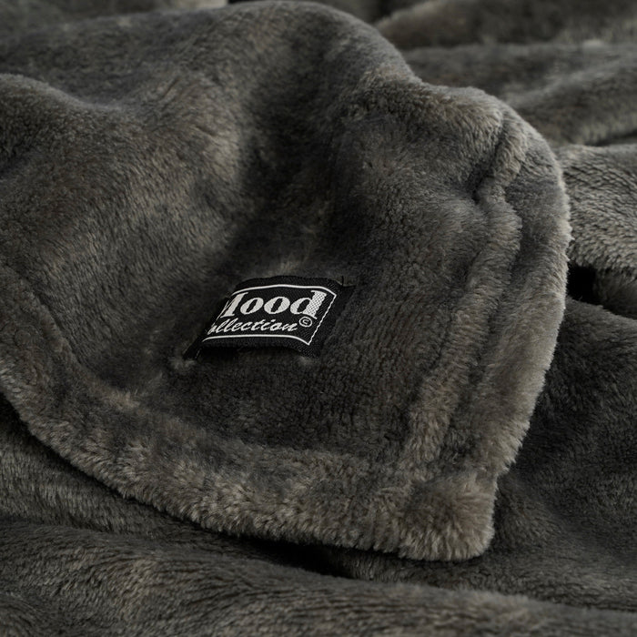 Mica Decorations Famke Fleece Plaid - 180 x 130 cm - Antraciet