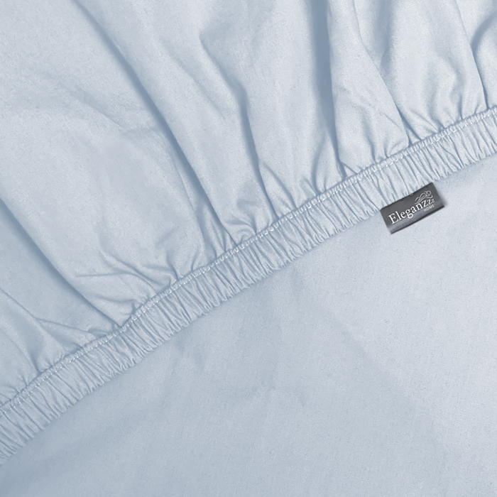 Eleganzzz Hoeslaken Katoen Perkal 35cm Hoekhoogte - licht blauw