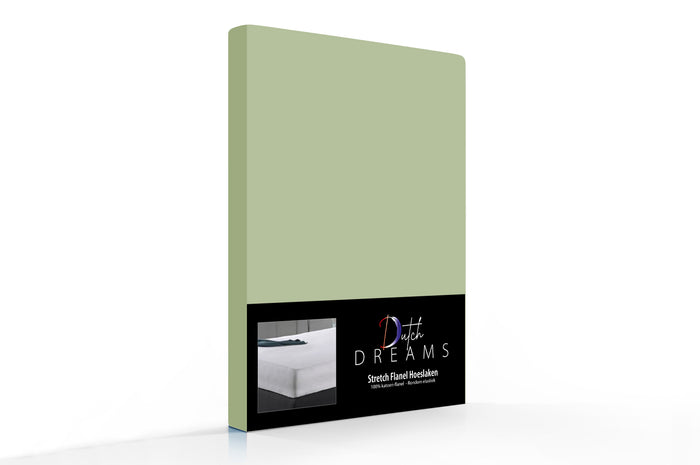 Dutch Dreams Hoeslaken Flanel Stretch 25cm Hoge Hoek Set van 2 - groen