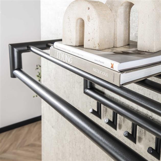 Hoyz Collection - Kapstok 10 Haaks Roede Ronde Buis - Donkergrijs Mat