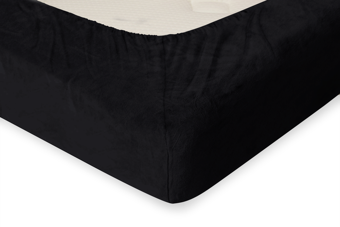 Eleganzzz Hoeslaken Flanel Fleece 35cm Hoekhoogte - black