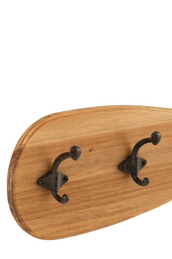 J-line - Kapstok Roeispaan Hout|metaal Bruin - 150x2.5x18cm