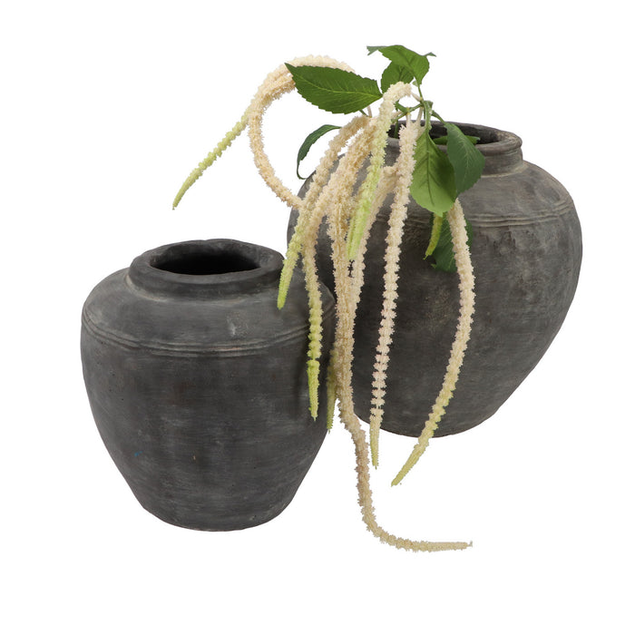 DK Design vaas kruik model streep - klei grijs - D24 x H26 cm