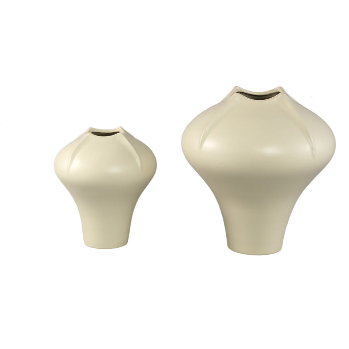 PTMD Ginos Cream Matt Ceramic Organic Bulb Vase S