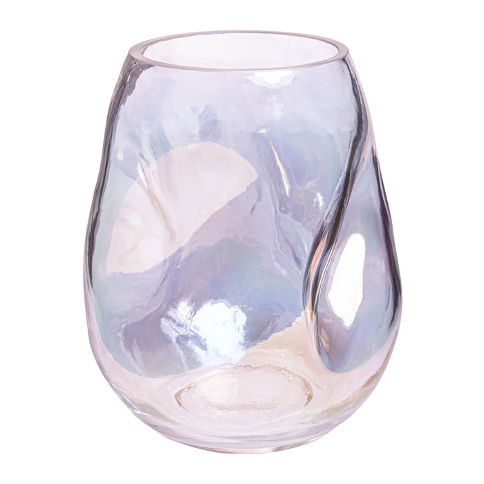 QUVIO Vaas ingedeukt - Maat S - Glas - Parelmoer