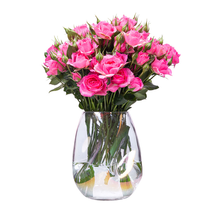 QUVIO Vaas ingedeukt - Maat S - Glas - Parelmoer