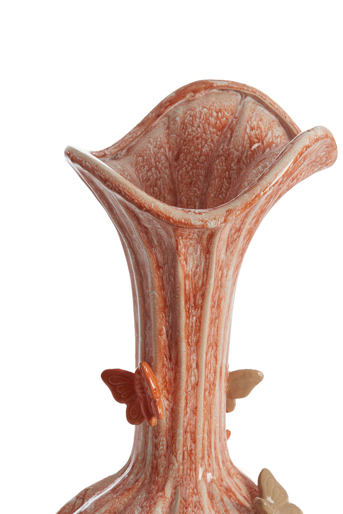 Light & Living - Vaas BUTTERFLY - Ø23x44cm - Oranje