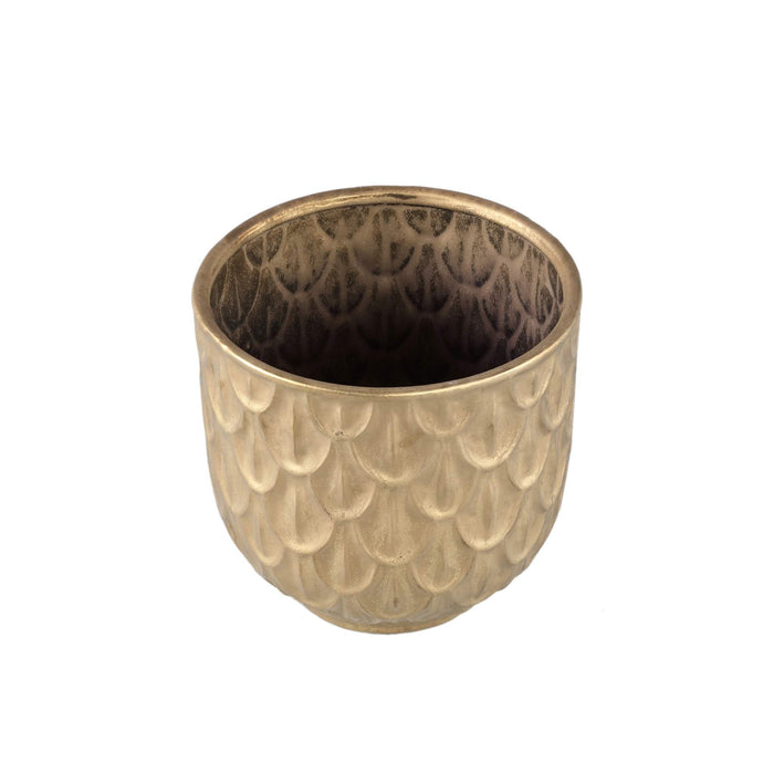 PTMD Kobee Gold Ceramic Glazed Pot Round LeavepatternXL