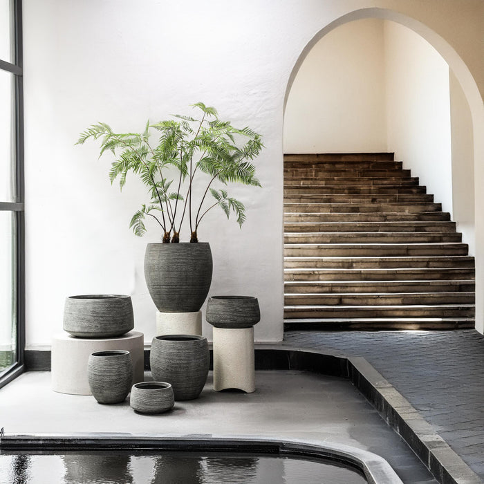 PTMD Giulietta Grey Round Magnesium Pot Lines High SV3