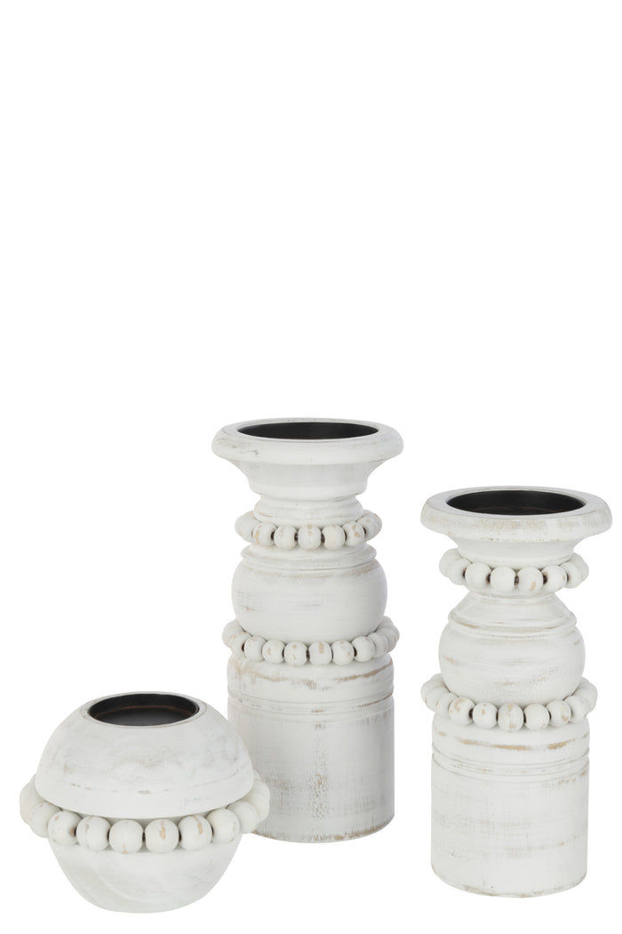 J-line - Kaarshouder Pila Den|metaal Wit Large - 11.3x11.3x23cm