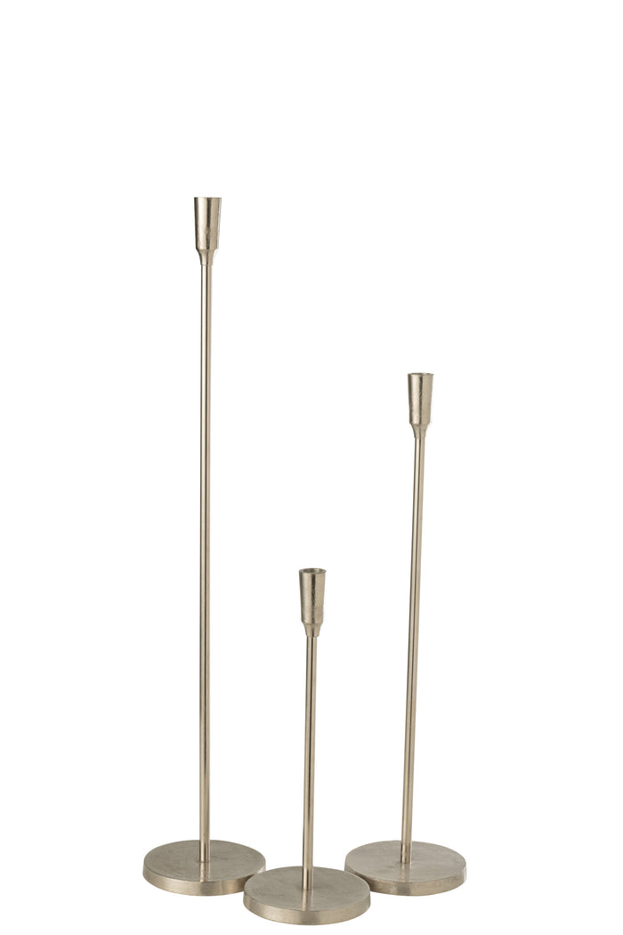J-line - Kandelaar Metaal Zilver Large - 15.5x15.5x81.5cm