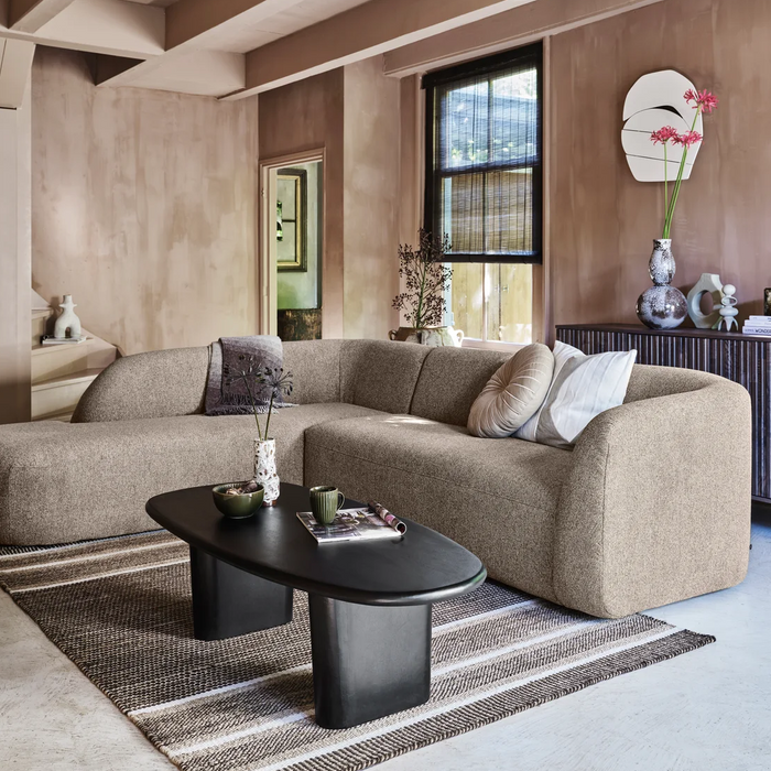 WOOOD Sloping Hoekbank Links - Chenille - Naturel Melange